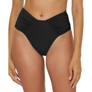 68$ Becca by Rebecca Virtue French Cut Bikini Bottom High-Waist Size XS Black